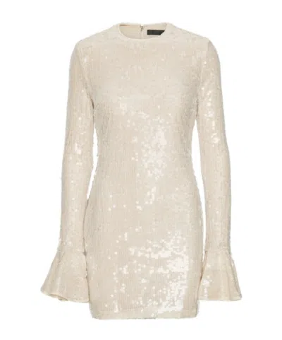 Rotate Birger Christensen Sequined Long-sleeved Dress In Brown