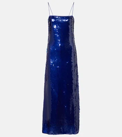 Rotate Birger Christensen Sequined Maxi Dress In Blue