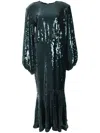 Rotate Birger Christensen Sequined Maxi Dress In Green