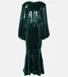 Rotate Birger Christensen Sequined Maxi Dress In Green