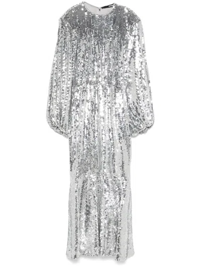 Rotate Birger Christensen Sequined Maxi Dress In Silver