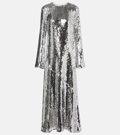 Rotate Birger Christensen Sequined Maxi Dress In Metallic