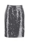 Rotate Birger Christensen Sequined Mesh Midi Skirt In Gray