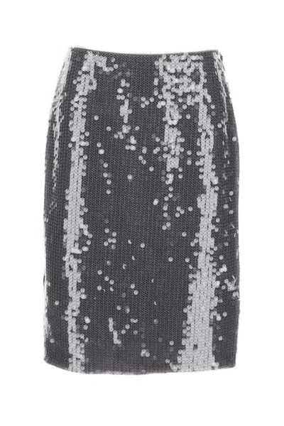 ROTATE BIRGER CHRISTENSEN SEQUINED MESH MIDI SKIRT