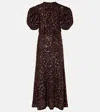 Rotate Birger Christensen Sequined Midi Dress In Brown