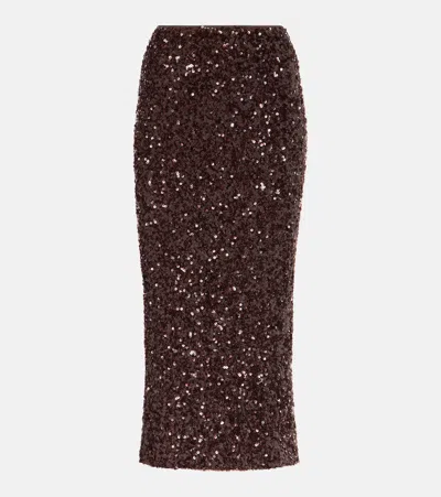 Rotate Birger Christensen Sequined Midi Dress In Red