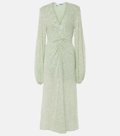 Rotate Birger Christensen Sequined Midi Dress In Green