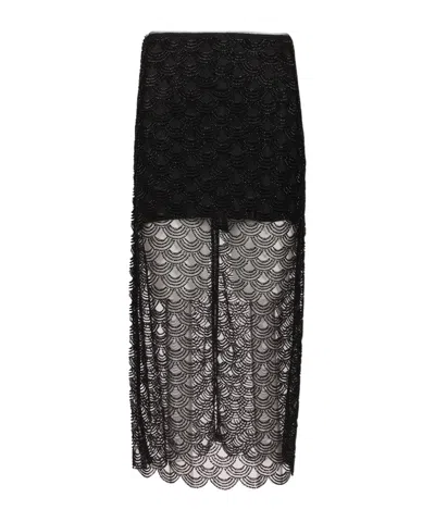 Rotate Birger Christensen Sequined Midi Pencil Skirt In Black