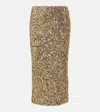 Rotate Birger Christensen Sequined Midi Skirt In Gold