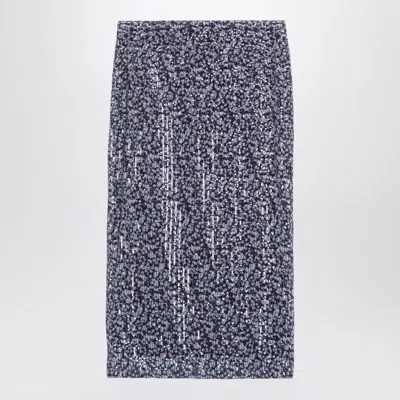 Rotate Birger Christensen Sequined Midi Skirt In Purple Print In Multicolor