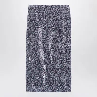 Rotate Birger Christensen Sequined Midi Skirt With Purple Print In Multicolor