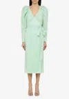 Rotate Birger Christensen Sequin-embellished Midi Dress In Green