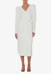 Rotate Birger Christensen Sequined Midi Wrap Dress In White