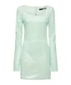 Rotate Birger Christensen Rotate Mini Green Dress With All-over Sequins In Recycled Fabric