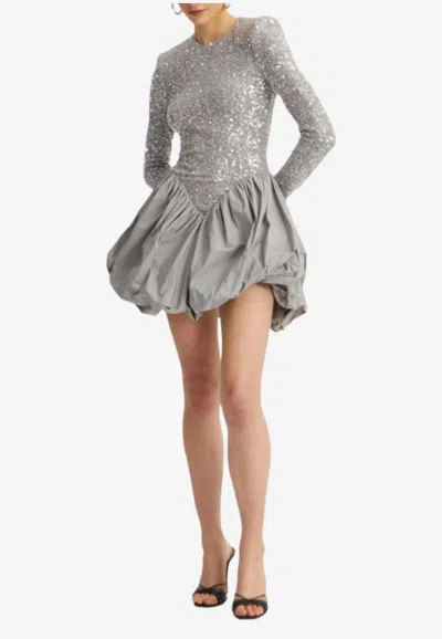 Rotate Birger Christensen Sequined Mini Dress In Gray