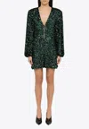 Rotate Birger Christensen Sequined Minidress In Green
