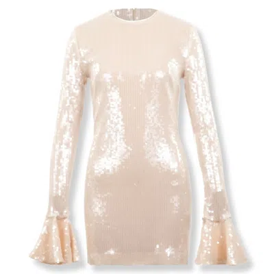 Rotate Birger Christensen Sequined Mini Dress With Flared Cuffs In Nude