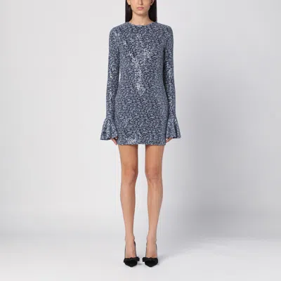Rotate Birger Christensen Mini Blue Backless Dress With All-over Sequins Woman In Multi