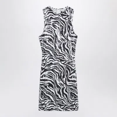 Rotate Birger Christensen Sequined Mini Dress With Zebra Print In Black