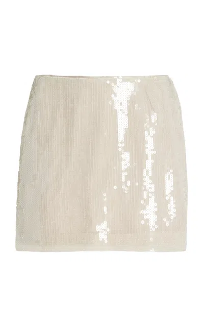 Rotate Birger Christensen Sequined Mini Skirt In Ivory