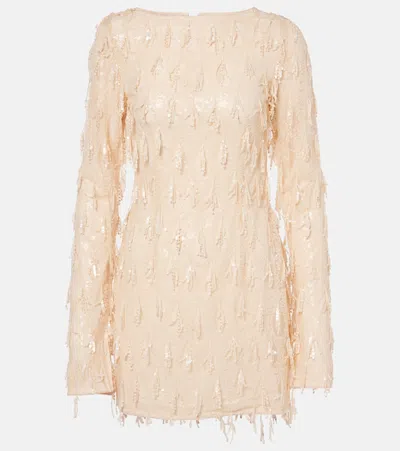 Rotate Birger Christensen Sequined Minidress In Neutrals