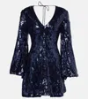 Rotate Birger Christensen Rotate Birgerchristensen Mini Dress With Floral Pattern In Blue