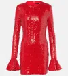 Rotate Birger Christensen Red Mini Backless Dress With All-over Sequins In Racing Red