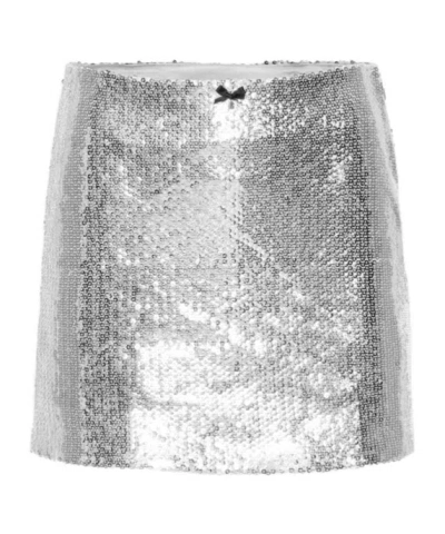 Rotate Birger Christensen Sequined Miniskirt In Argento