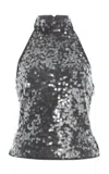Rotate Birger Christensen Rotate Halter Neck Top With Sequin Embellishments