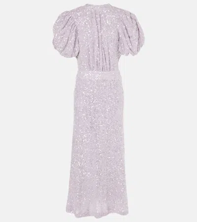 Rotate Birger Christensen Sequined Open-back Maxi Dress In Purple