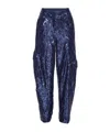 Rotate Birger Christensen Sequinned Cargo Pants In Blue