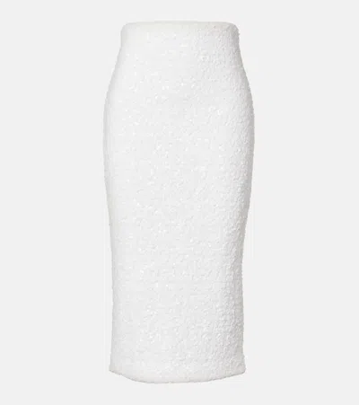Rotate Birger Christensen Sequined Pencil Skirt In White