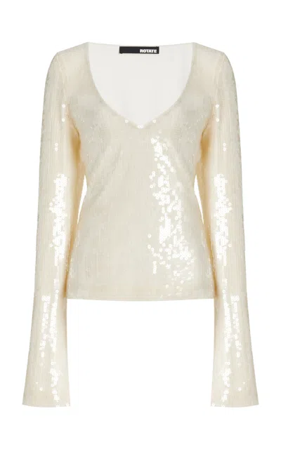 Rotate Birger Christensen Sequined Satin Top In White