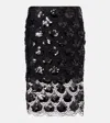 Rotate Birger Christensen Sequined Scalloped Midi Skirt In Black