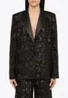Rotate Birger Christensen Rotate Oversized Sequin-studded Blazer In Black