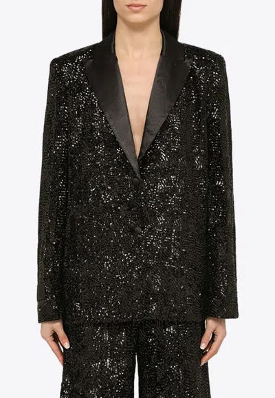 ROTATE BIRGER CHRISTENSEN SEQUINED SINGLE-BREASTED BLAZER