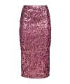 Rotate Birger Christensen Sequined Midi Pencil Skirt In Pink Polyester