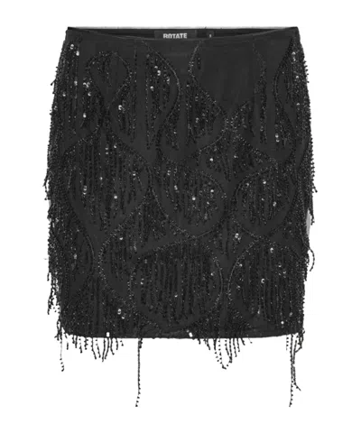 Rotate Birger Christensen Sequined Tassel Skirt In Black