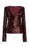 Rotate Birger Christensen Sequined Top In Brown