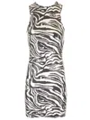 Rotate Birger Christensen Zebra-print Sequin Embellished Dress In Bianco