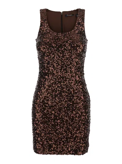 Rotate Birger Christensen Sequin-embellished Dress In Brown