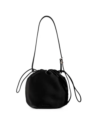 Rotate Birger Christensen Sequin-embellished Floral-applique Bucket Bag In Black