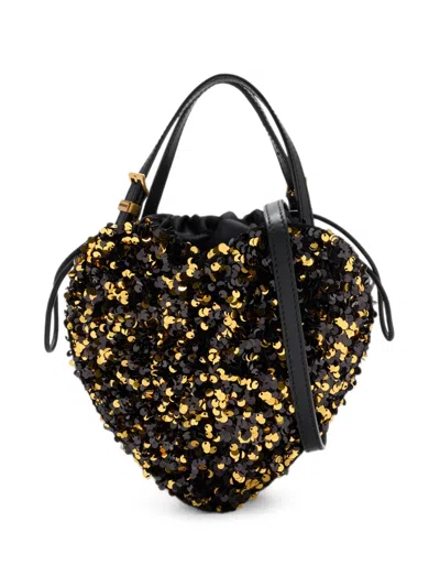 Rotate Birger Christensen Sequin-embellished Heart Mini Bag In Black