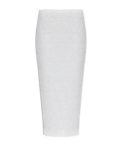 Rotate Birger Christensen Sequin-embellished Midi Pencil Skirt In White
