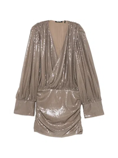 Rotate Birger Christensen Sequin-embellished Mini Dress In Brown