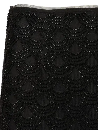 Rotate Birger Christensen Sequin-embellished Scalloped-hem Skirt In Black