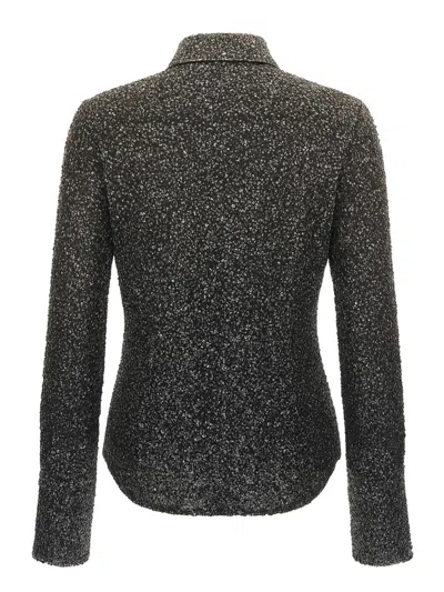 Rotate Birger Christensen Sequin-embellished Shirt In Brown