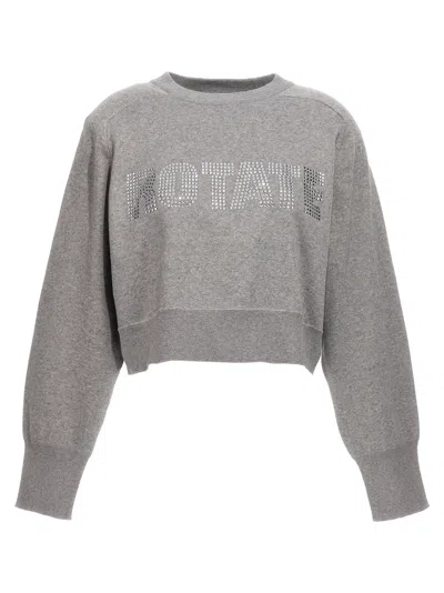Rotate Birger Christensen Sequin-logo Knit Sweater In Gray