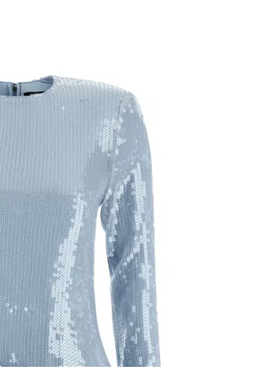 Rotate Birger Christensen Sequinned Bow-detail Mini Dress In Blue