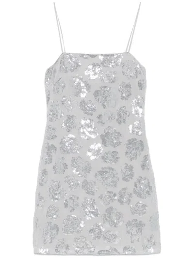 Rotate Birger Christensen Sequinned Chiffon Mini Dress In Grey